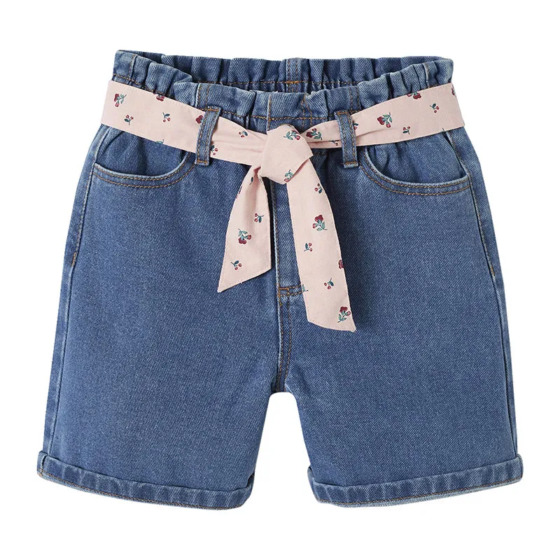 Bermuda en jean style paperbag fille - Stone-0