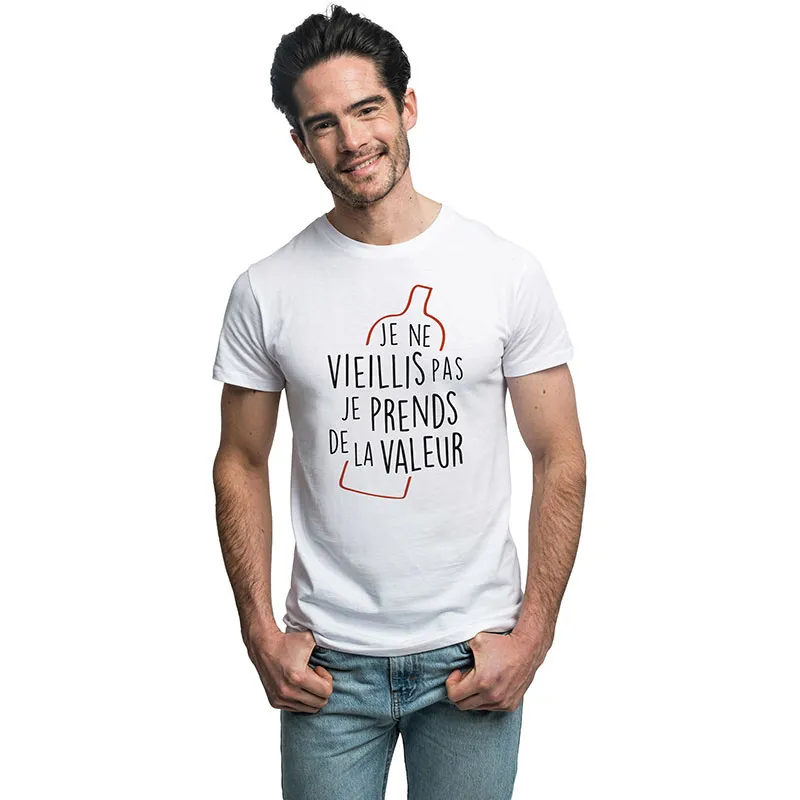 T-shirt Homme Je ne vieillis pas je prends de la valeur mpt BIO - Blanc-0