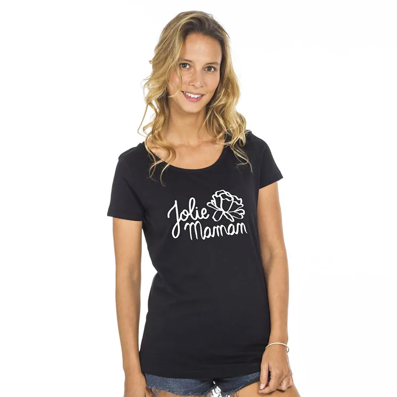 T-shirt Femme BIO Jolie maman - Noir-0