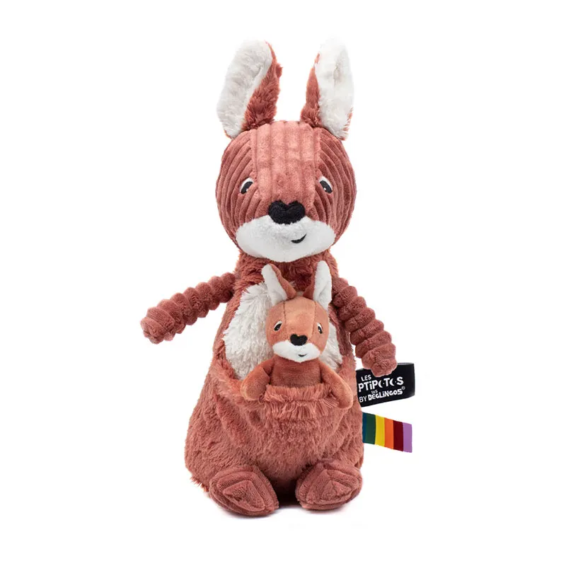Peluche Kangourou & son Bébé Terracotta - 15x19x39cm-0