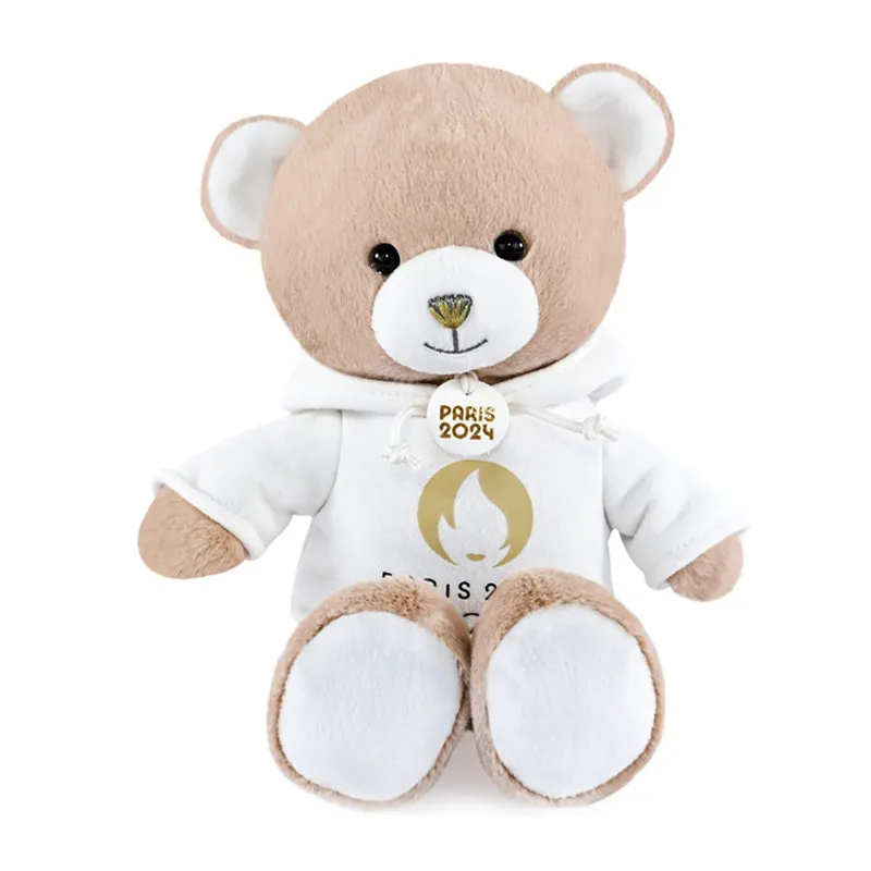 Peluche Ours Paris 2024 avec sweat Beige - 25cm-0