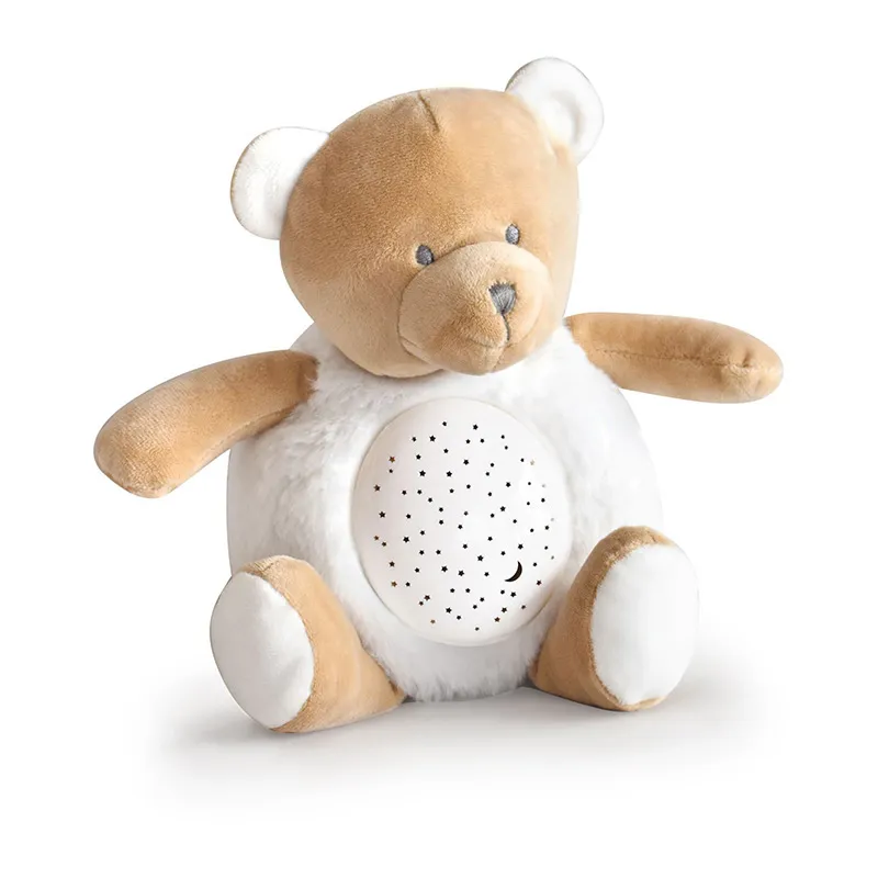 Veilleuse peluche Ours Blanc/Beige - 20cm-0