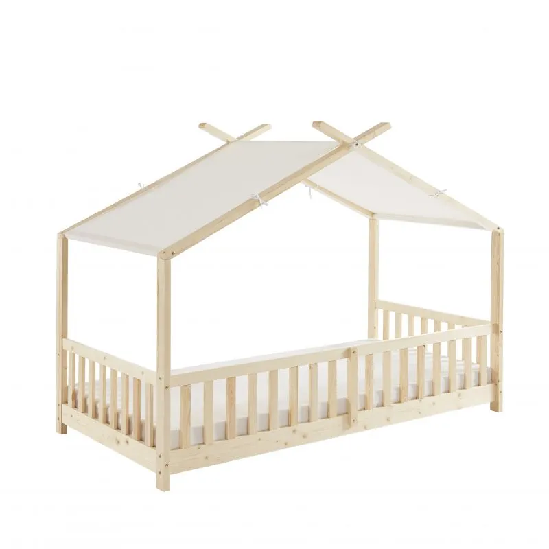 Lit tente Tiny pin massif + sommier 90x190cm - Plusieurs options dispos.-3