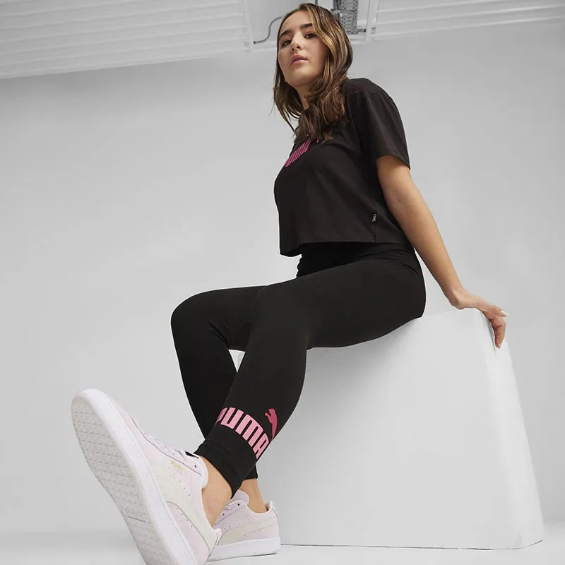 Legging ESS Logo - Noir/Rose-2