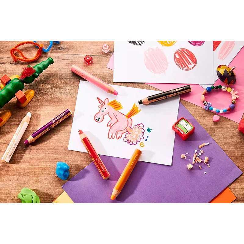 Crayons de couleurs Woody Licorne + 1 taille-crayon - 6pcs-4