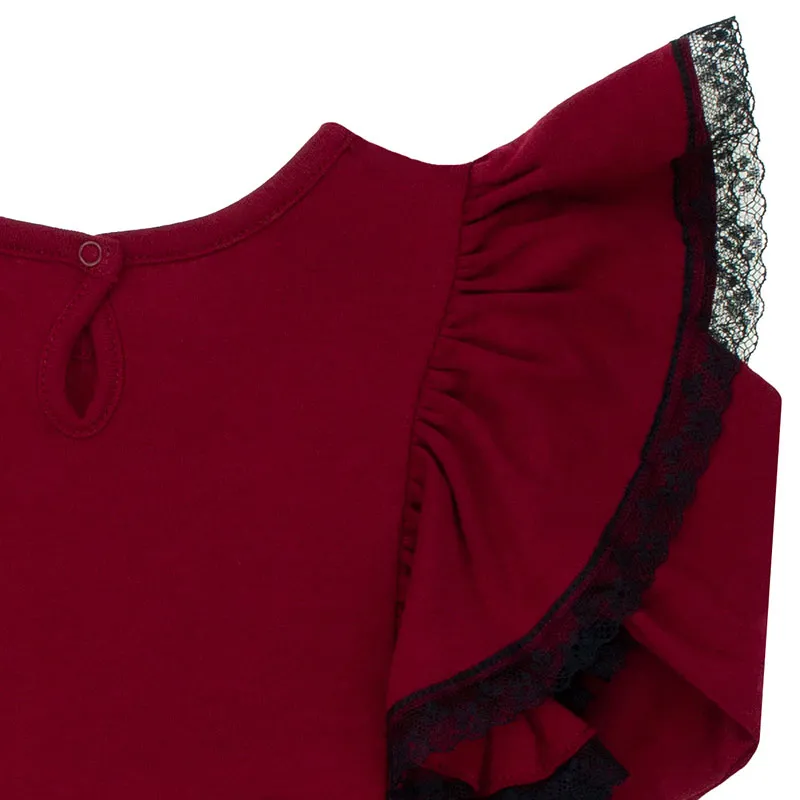 Robe ML à volant Coton - Bordeaux-3