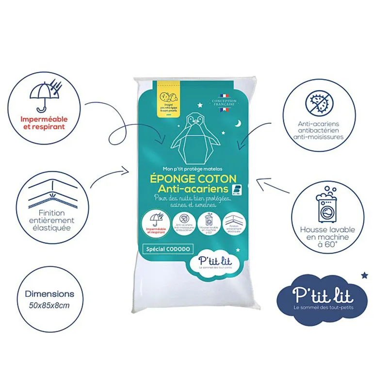 Protège-matelas Éponge/Coton Anti-acariens & bactérien Bébé-6