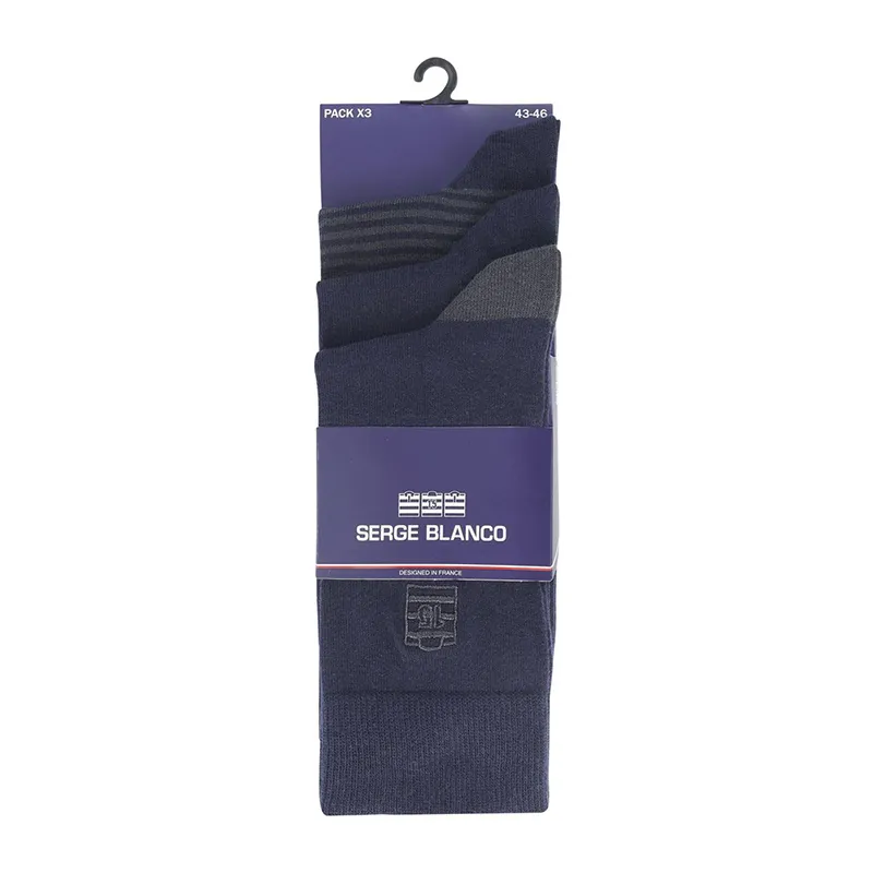 6 Paires de Chaussettes Homme Rayures - Noir/Marine/Gris-8