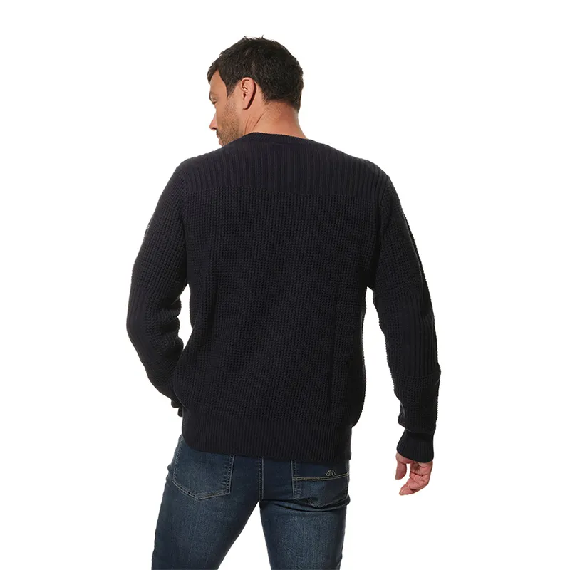 Pull Col rond avec jeu de maille Homme - Chalutier/Marine-1