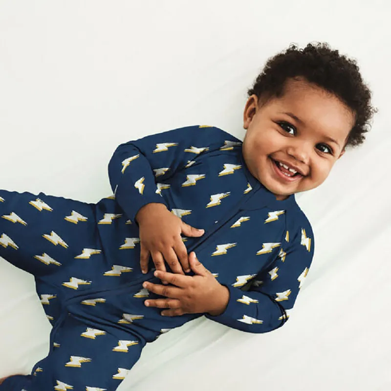 Pyjama Coton Zippy Éclair Bébé - Marine-0