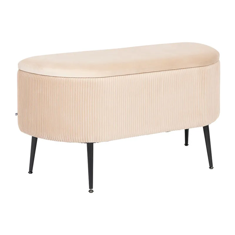 Banc Coffre Solaro velours Beige - 100x40x53cm-0