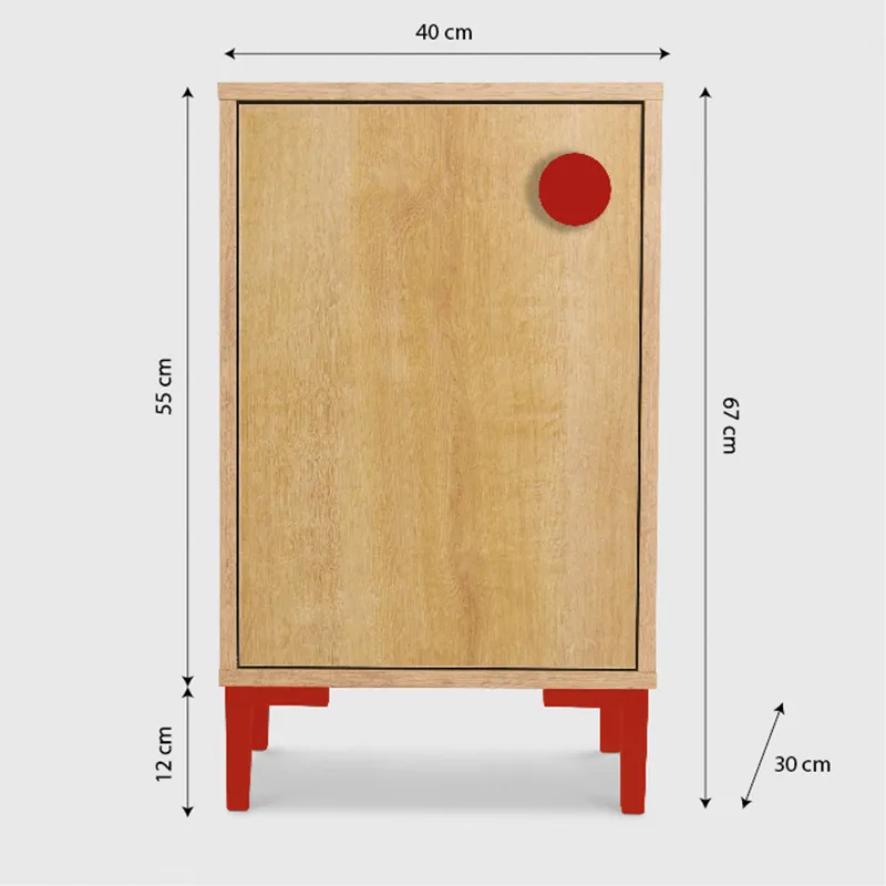 Table de chevet Rouge/Bois - 65x30x40cm-4