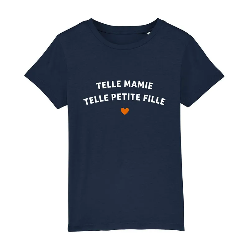 T-shirt Fille Telle mamie telle petite-fille waf BIO - Navy-0