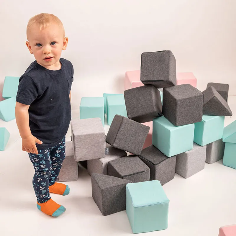 Blocs en mousse Gris/Rose/Menthe 12pcs - 14cm-2
