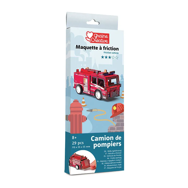 Maquette 3D bois Véhicule Camion de pompier - 8+-2