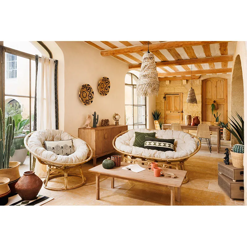 Chaise Rotin tressé Kubu Beige - 45x57x88cm-2