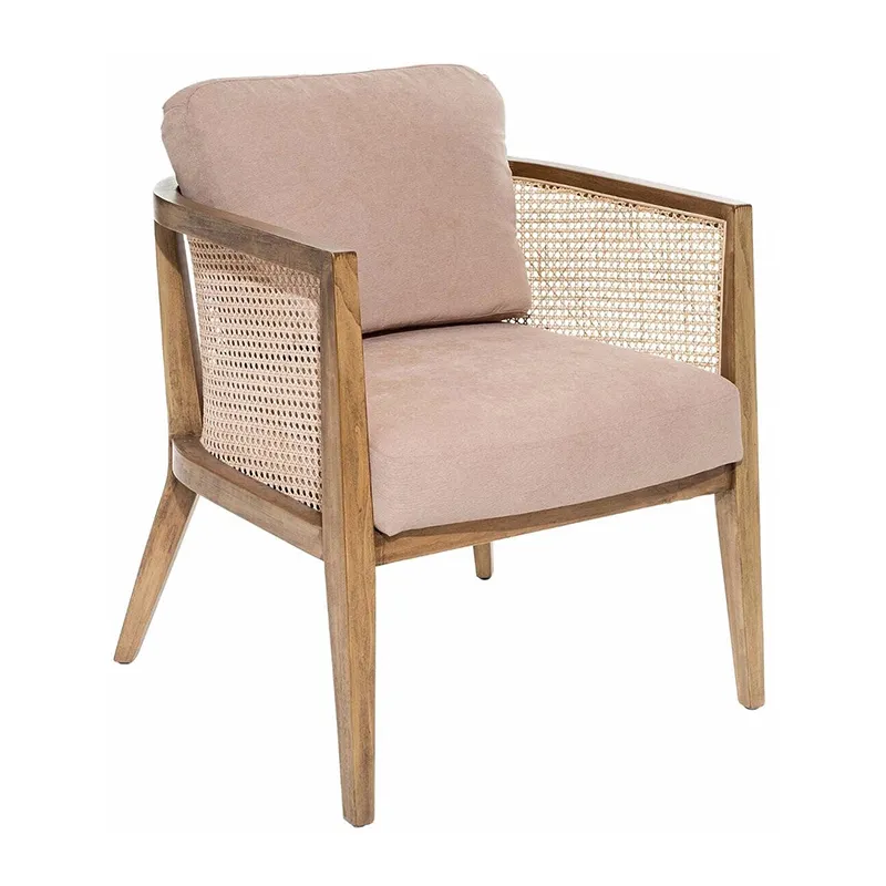 Fauteuil Bois/Rotin - 69x62x78cm-0