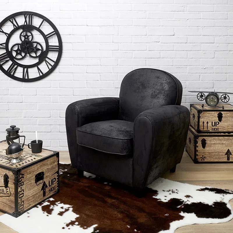 Fauteuil club Noir - 87x78x85cm-0