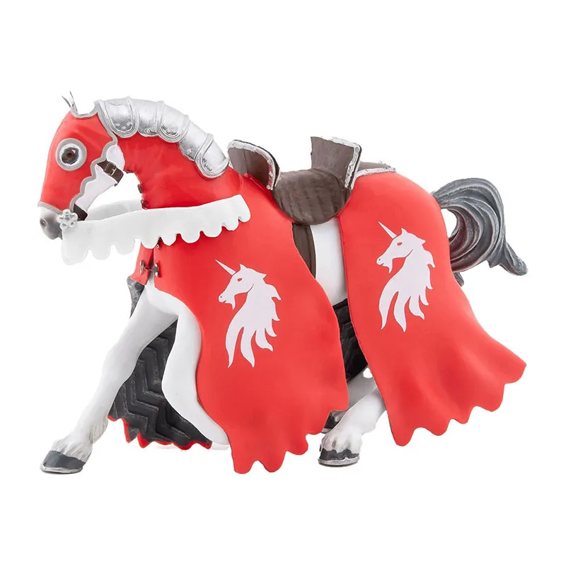 Cheval du chevalier licorne à la lance - 14,5x10cm-0