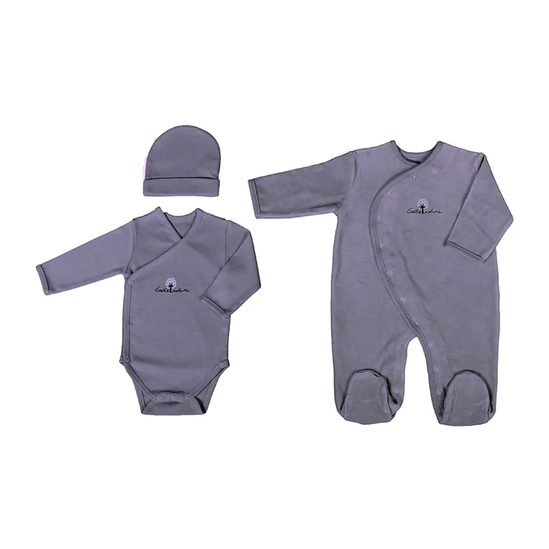 Set Pyjama + Body + Bonnet Coton Bio Océan-0