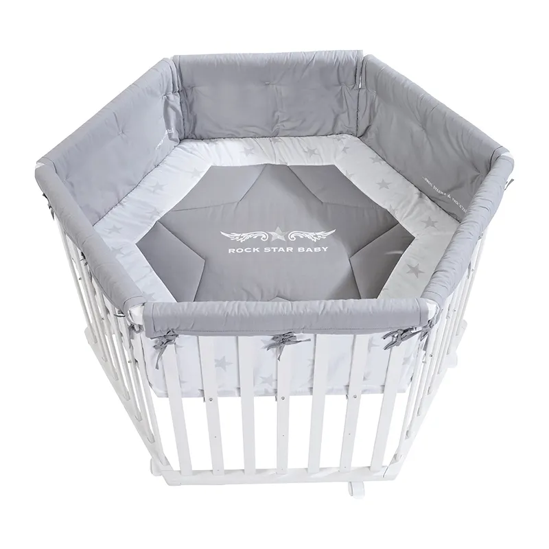 Parc Rock Star Baby Bois Gris/Blanc - 121x106x72cm-0