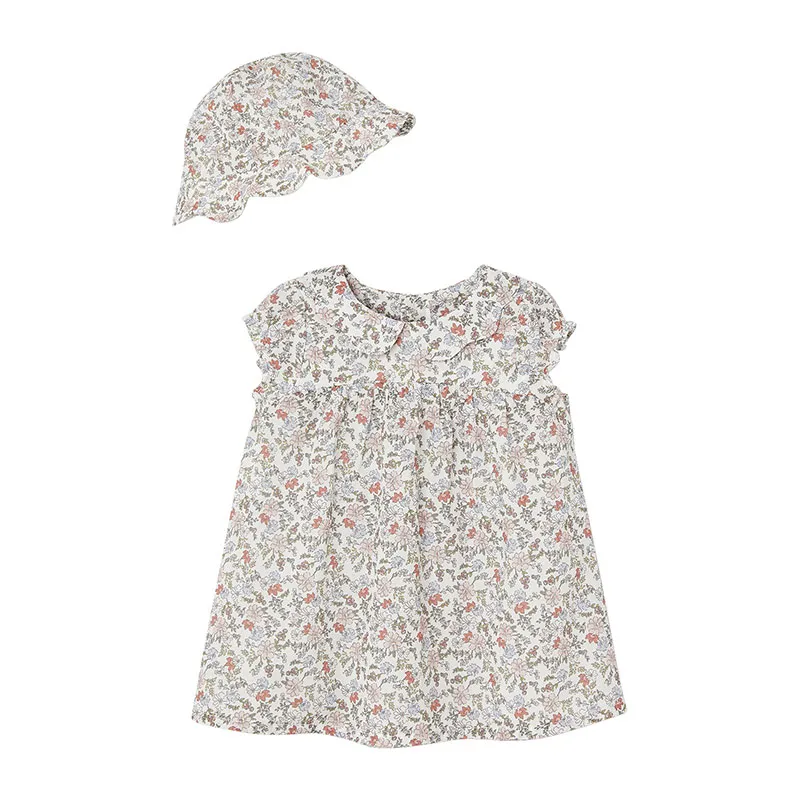 Ensemble robe voile de coton et bob - Écru-0