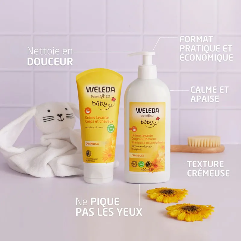 Duo Crème lavante Corps et Cheveux Calendula - 2x400 ml-2
