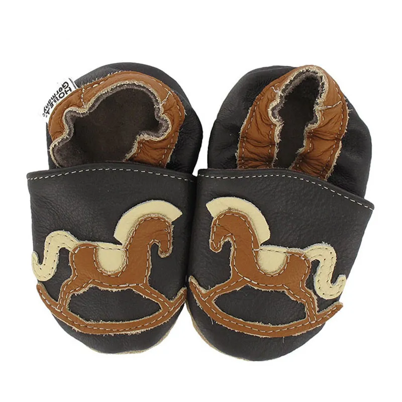 Chaussons cuir Cheval à bascule - Marron-0