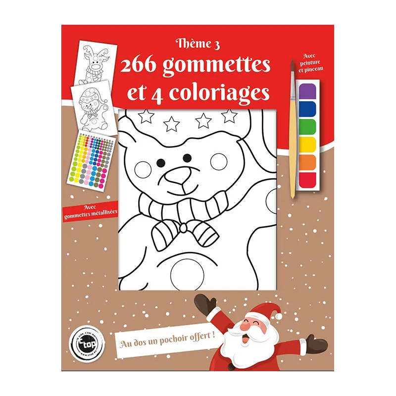 Kit Coloriage & Gommettes Noël Thème 3 - 4pcs-0