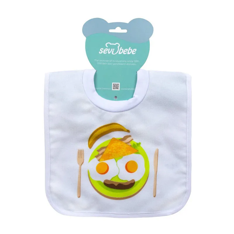 Bavoir éponge fermeture velcro Breakfast - 4m+-3