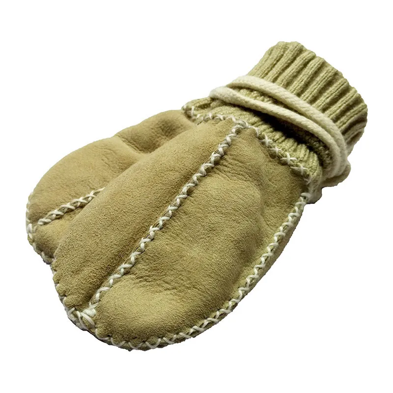 Moufles Cuir Agneau Taille M - Beige-0