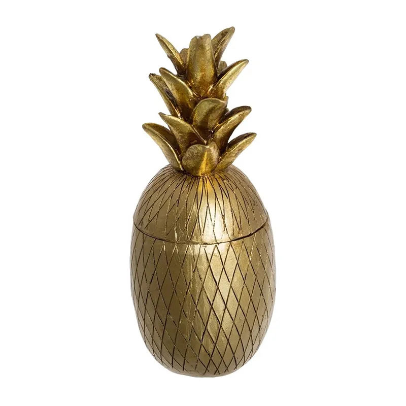 Boîte ananas Living H.23 cm résine - Doré-1