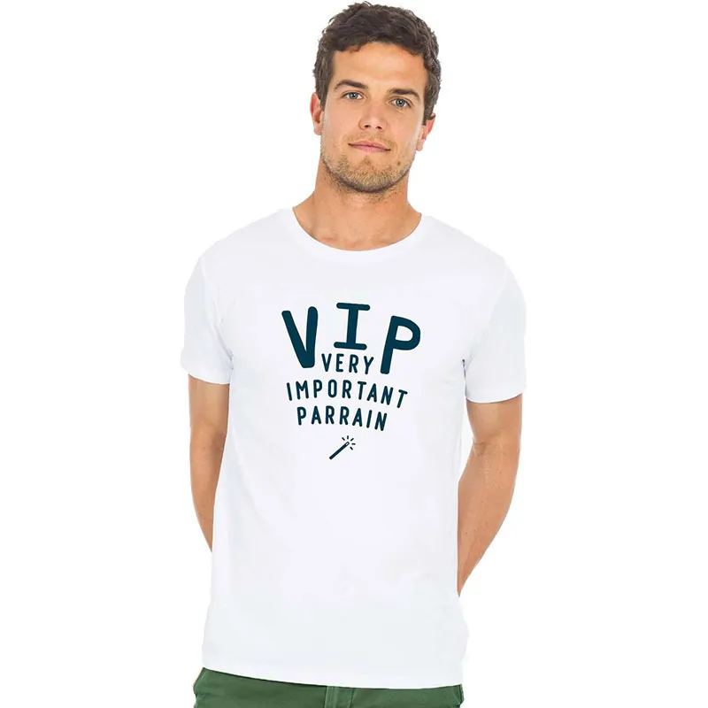 T-shirt Homme Vip (very important parrain) BIO - Blanc-0