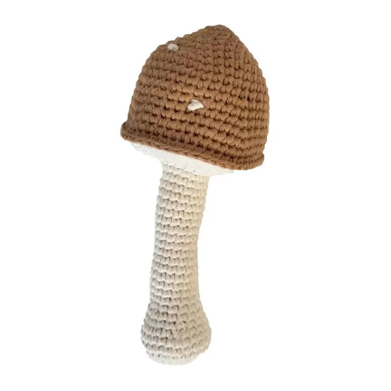Hochet Coton BIO Champignon Caramel - 0m+-1