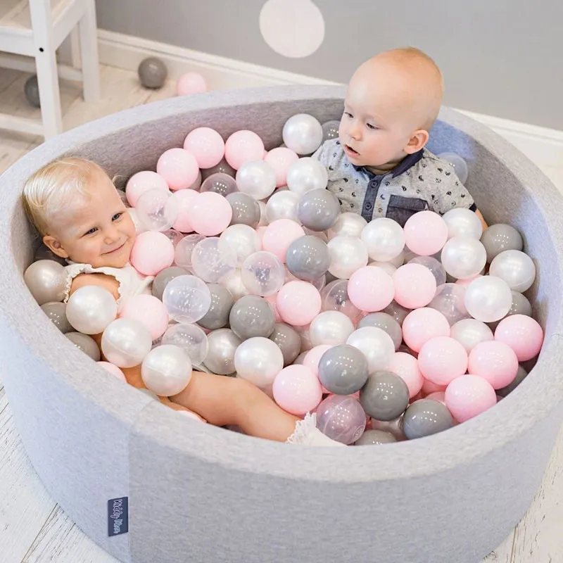 Piscine balles rond Gris/Perle/Rose + 200b. - 90x30cm-5