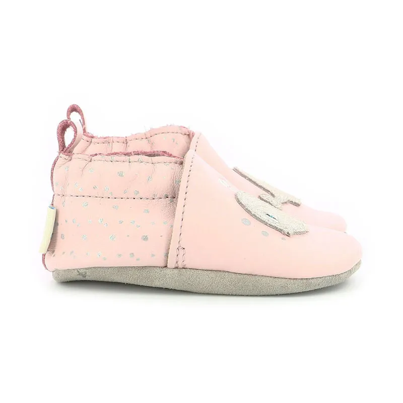 Chaussons cuir Soft Soles Baleine - Rose clair-1