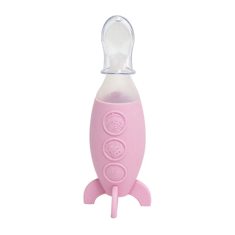 Cuillère ludique à réservoir 90ml Rose - 6m+-0