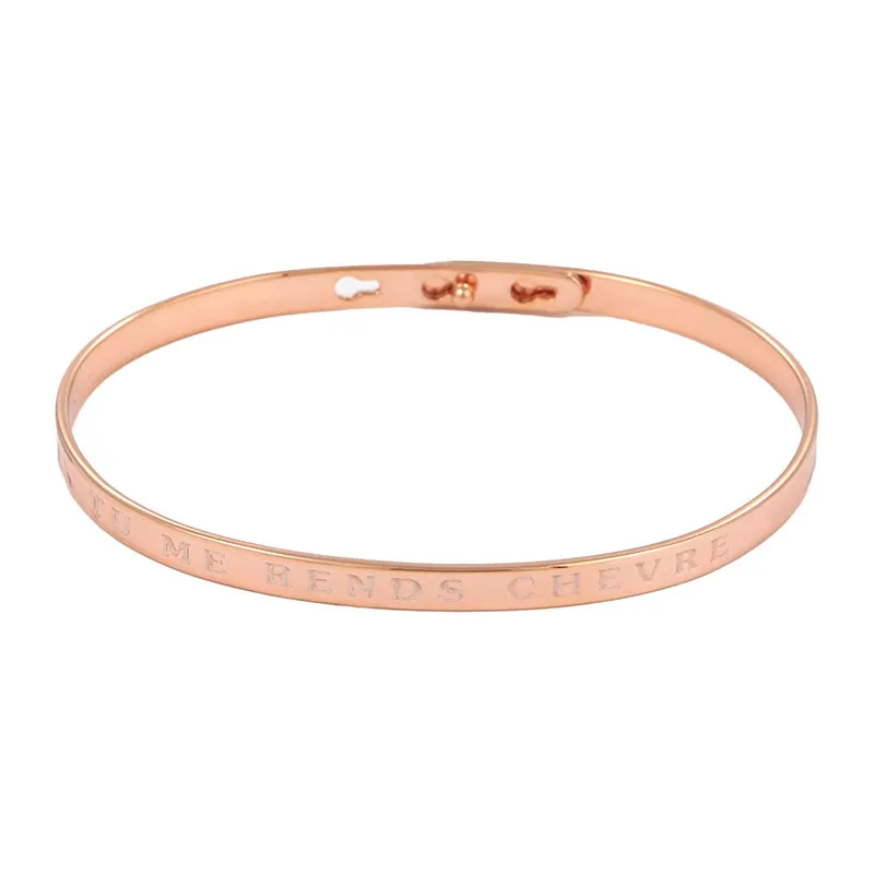 Jonc Tu me rends chèvre - Laiton rosé-0