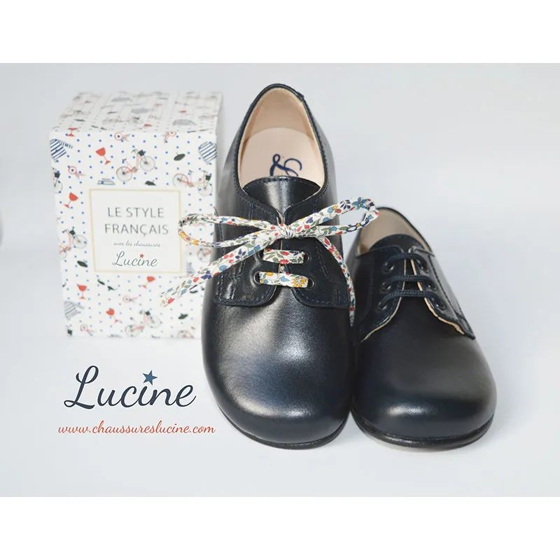 Chaussures derbies enfant à lacets Gaël - Cuir Bleu Marine-1