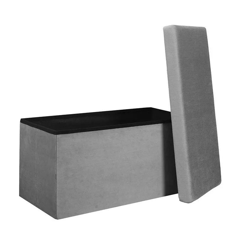 Coffre banc pliable velours Giulia Gris - 77x38cm-5
