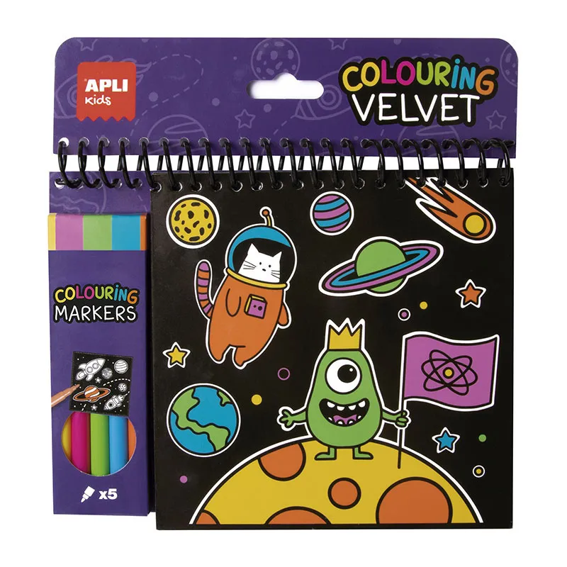 Bloc de coloriage Velours + feutres L'Espace - 36m+-0
