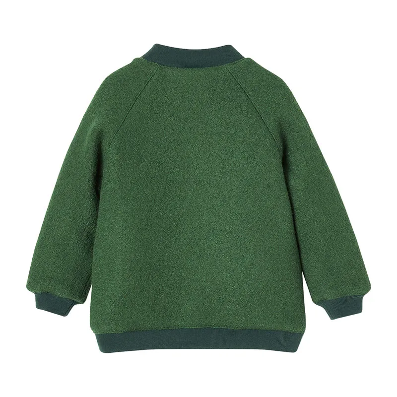 Manteau style teddy fille en lainage bouclettes - Vert-1