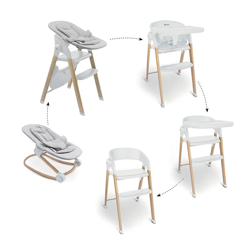 Chaise haute + Transat Levels Newborn Bois/Blanc - 0m+-1