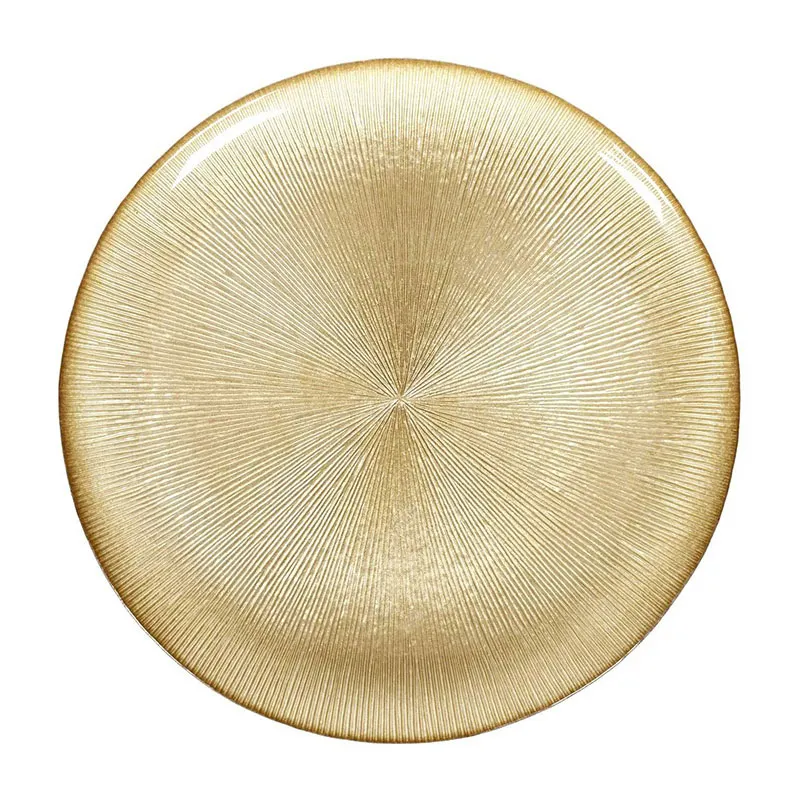 6 Assiettes plates Royal Dorées en verre - ø27 cm-2