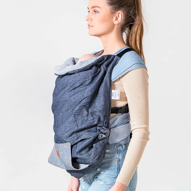 Couverture pour porte bébé - Denim Brut/Gris-3