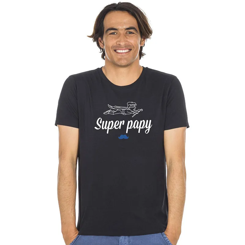 T-shirt Homme Super papy BIO - Noir-0