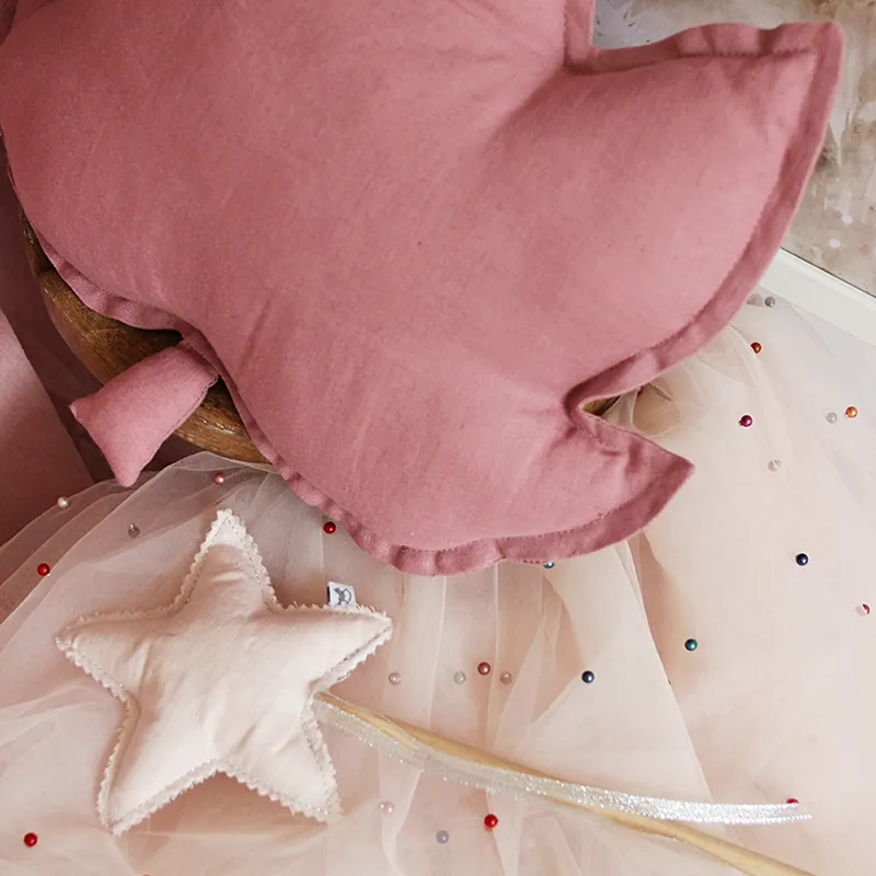 Coussin feuille d'érable Lin Blush - 43x43cm-2