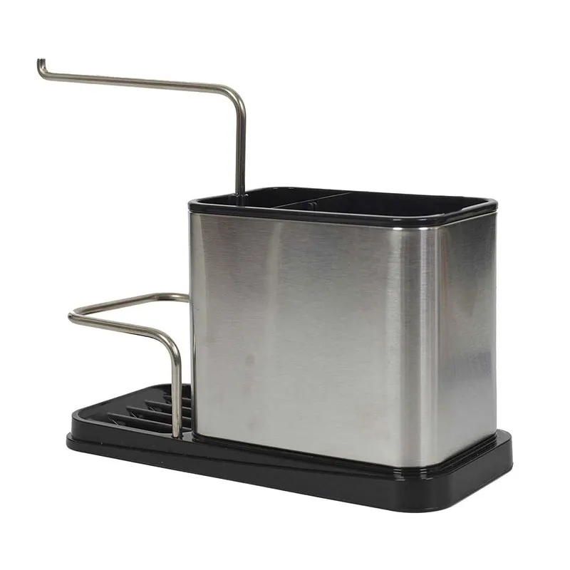 Porte éponge & Brosse Inox - 22x10x13cm-3