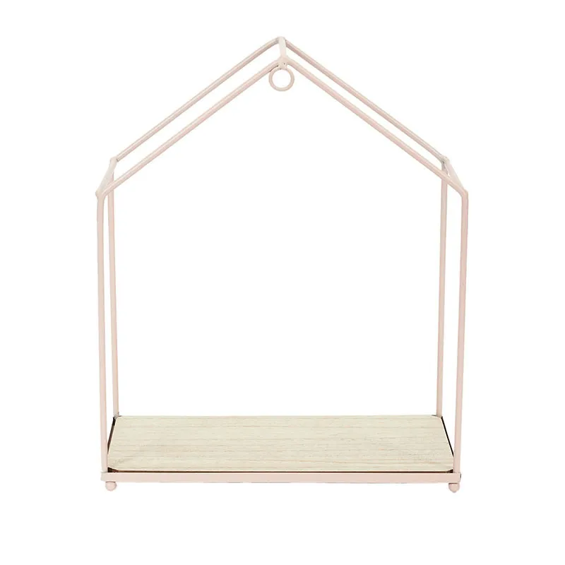 3 Étagères maison filaire Rose - 23x13x28cm-4