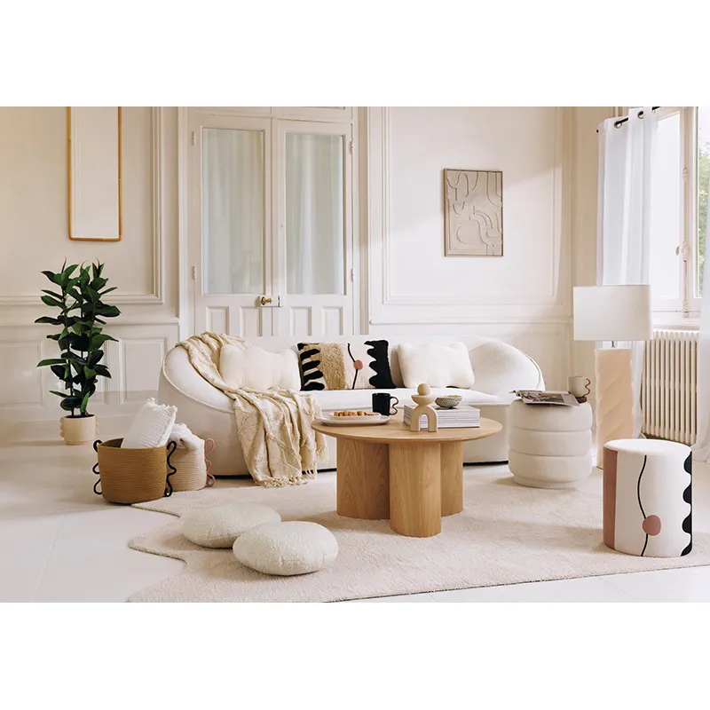 Pouf Nofy velours Blanc - ø31x38cm-4